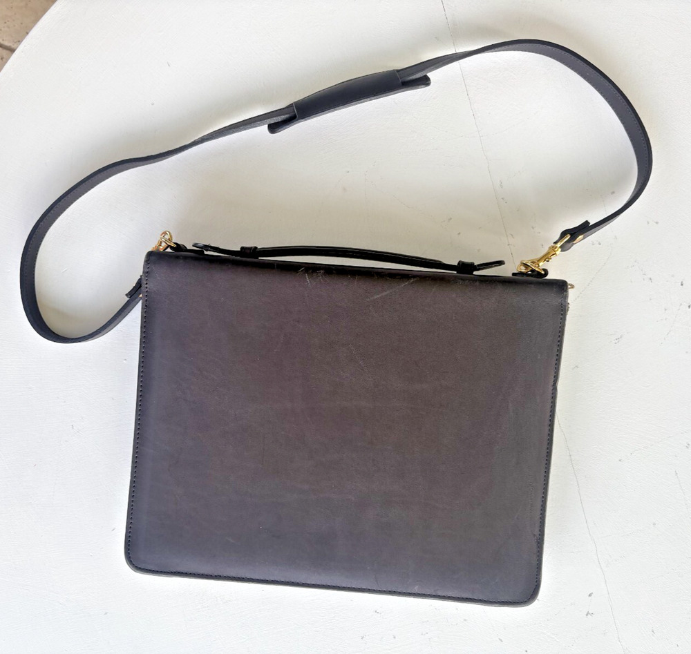 Vintage Georgetown Leather Design Satchel Briefcase Black Zipper
